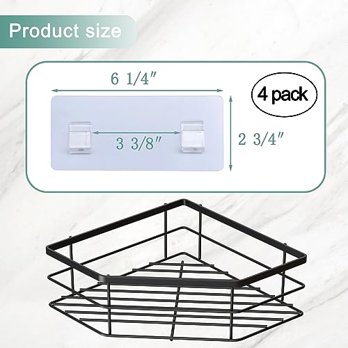 Gaclibl Corner Shower Caddy Replacement Adhesive Strips, 4Pcs Clear Wall Hooks for Hanging Organizer Shelves, Waterproof Plastic Sticky Pads for Bath Tile Inside Bathroom Kitchen, Flat 2 Hooks