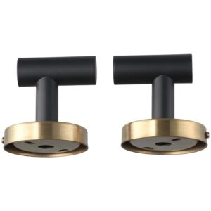 Urjumpea 2 Pack Black & Gold Towel Hook Wall Mounted Heavy Duty Stainless Steel Shower Hooks Round Robe Hanger Coat Hooks Towel Holder for Bathroom