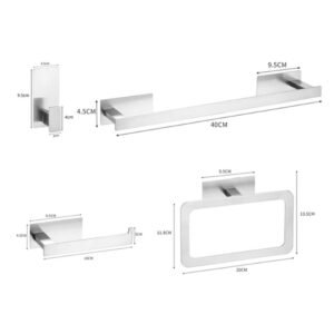 Bathroom Accessories Set Matte Black Wall Shelf Toilet Roll Paper Holder Robe Hook Hanger Towel Rail Bar Rack Ring Bath Hardware,Silver 4pcs Set A