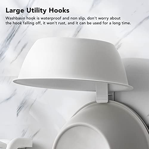 4Pcs Adhesive Hooks, Plastic Bathroom Hook, Large Utility Hooks Wall Hooks for Coats, Jackets, Hats, Robes, Towels, Waterproof Anti Slip Large Utility Hooks for Bathroom,