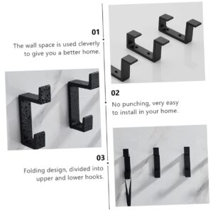 DOITOOL 6 pcs Household for Robe Shelves Heavy Hanger Hook Home Clo Coats Towel Hat Double Modern Key Stylish Bedroom Useful Durable Black Mounted Bathroom Entryway Rack Storage Coat