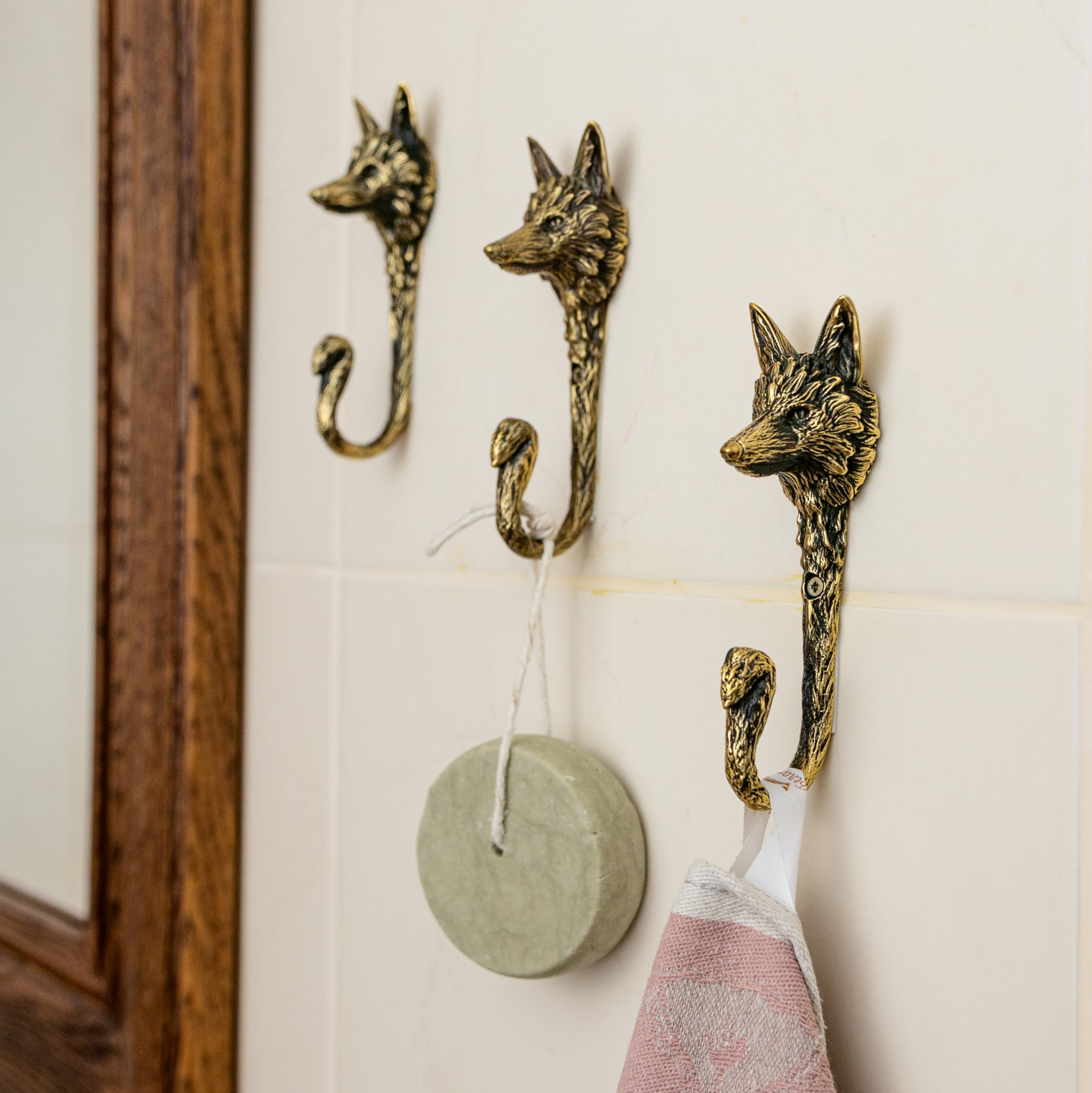 Solid Brass Fox Hook – Large Size, Handcrafted with Exquisite Fox Head Shape and Functional Tail.