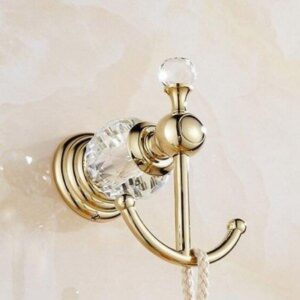 nevstp crystal gold color bathroom accessories set gold polished brass bath hardware set wall mounted bathroom products,robe hook