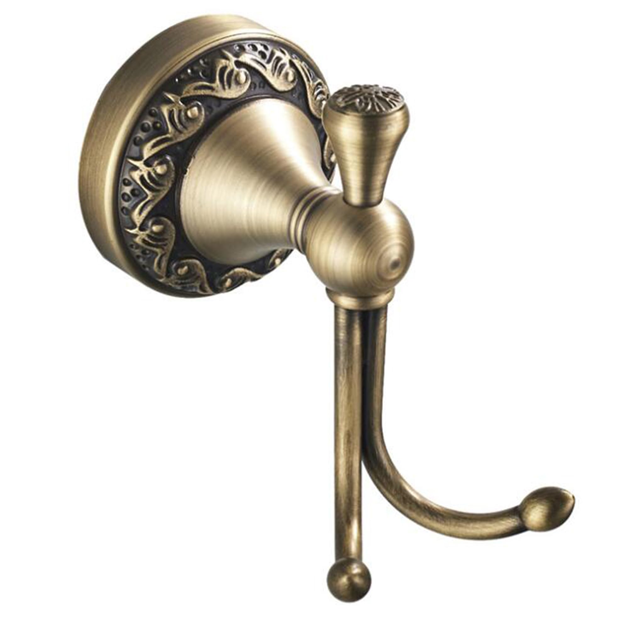 PEONYBATH Antique Bronze Brass Bath Towel Hooks, Wall Mounted Bathroom Hardware Accessories,Pattern Carving Design