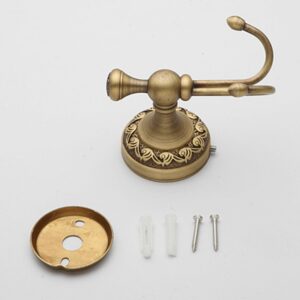 PEONYBATH Antique Bronze Brass Bath Towel Hooks, Wall Mounted Bathroom Hardware Accessories,Pattern Carving Design