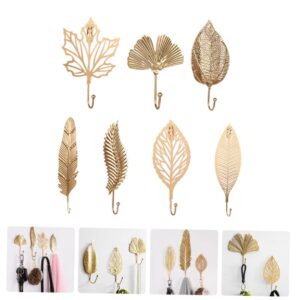 CAXUSD 7pcs Metal Wall Hooks Country Decor Iron Key Hook Rustic Decor Gold Leaf Wall Art Metal Signs Retro Decor Hat Hooks Country Hats Household Coat Hook Multifunction Robe Wrought Iron