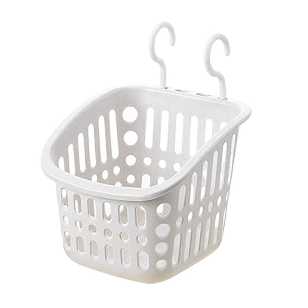 Plastic Hanging Shower Caddy Basket with Hook Grid Storage Laundry Basket Organizing for Bathroom Kitchen Pantry Bathroom Dorm Room Cabinet Door(C)