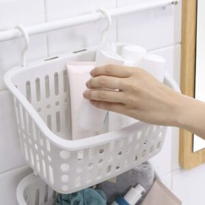 Plastic Hanging Shower Caddy Basket with Hook Grid Storage Laundry Basket Organizing for Bathroom Kitchen Pantry Bathroom Dorm Room Cabinet Door(C)