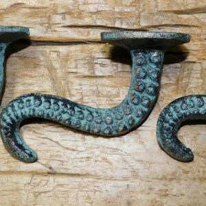 Vintage 2 Cast Iron Octopus Tentacle Wall Hooks Bathroom Towel Hook Nautical Coat Key