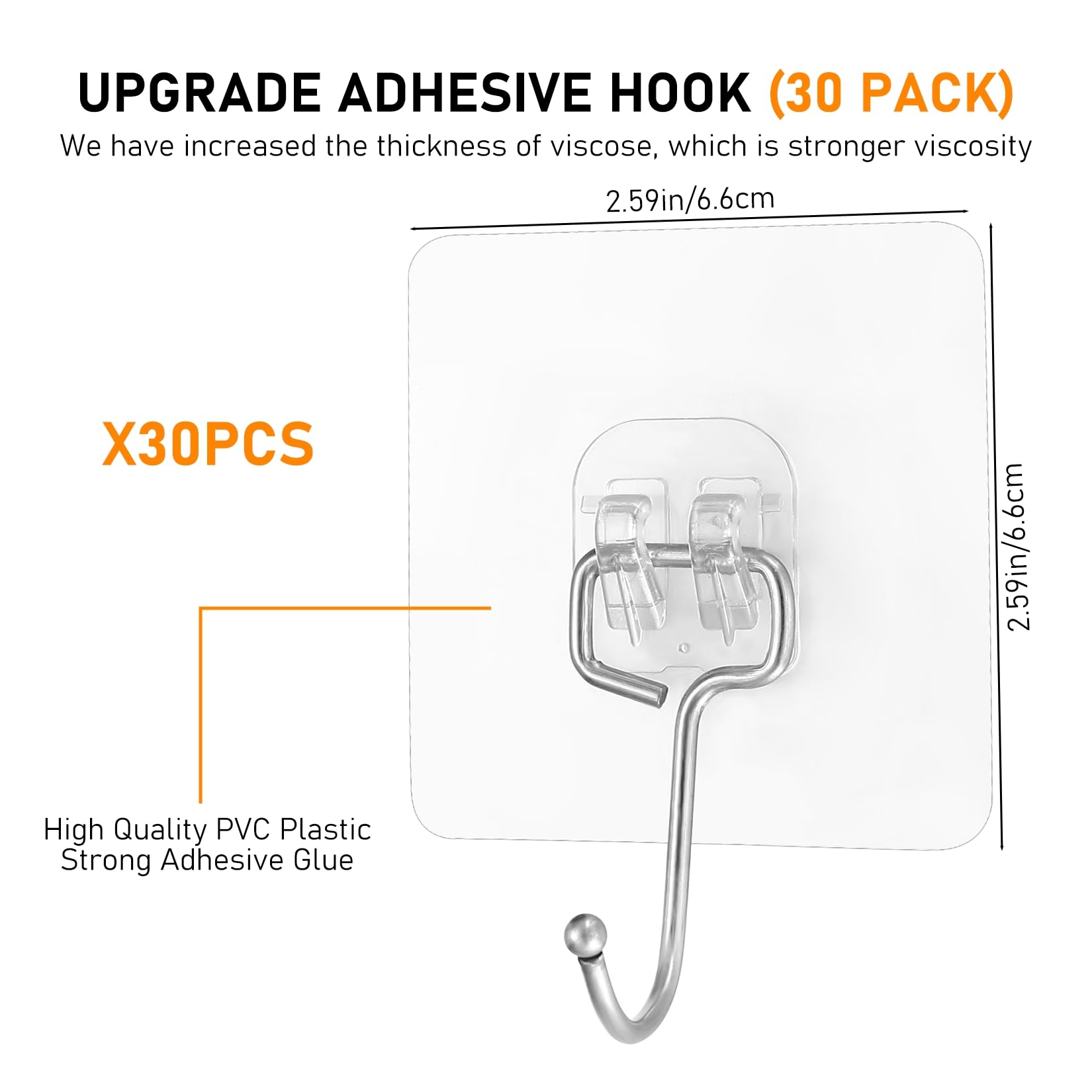 Zxglxinyao 30pcs Adhesive Wall Hooks for Hanging Heavy Duty Self Adhesive Hooks, Clear Sticky Wall Hangers Waterproof Transparent for Door Shower Key Towel Coat Holder Hanger Hooks