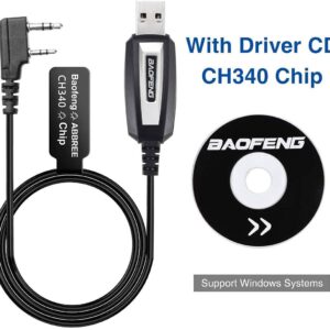 BAOFENG USB Programming Cable CH340 Chip for UV-5R BF-F8HP 5RM UV-21R GMRS UV-5G Plus GM-15PRO GM-5RH GM21 K5PLUS AR-152 UV-17R TIDRADIO TD-H3 8 Quansheng UV-K5 8 Ham Radio