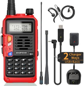 baofeng uv-5r upgraded ham radio handheld two way radio uv-s9 plus 8w long range uv5r portable rechargeable walkie talkie with usb charger cable