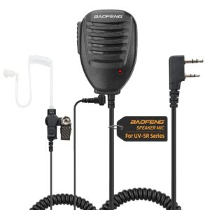 baofeng microphone accessories for ham radio police walkie talkie speaker mic for uv-5r bf-f8hp5rm uv-21r k5plus gm-15 pro uv-5g plus gm-5rh tidradio td-h3 td-h8 quansheng uv-k5 (black-1pack+headset)