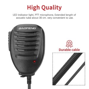 BAOFENG Microphone Accessories for Ham Radio Police Walkie Talkie Speaker Mic for UV-5R BF-F8HP5RM UV-21R K5PLUS GM-15 Pro UV-5G Plus GM-5RH TIDRADIO TD-H3 TD-H8 Quansheng UV-K5 (Black-1Pack+Headset)