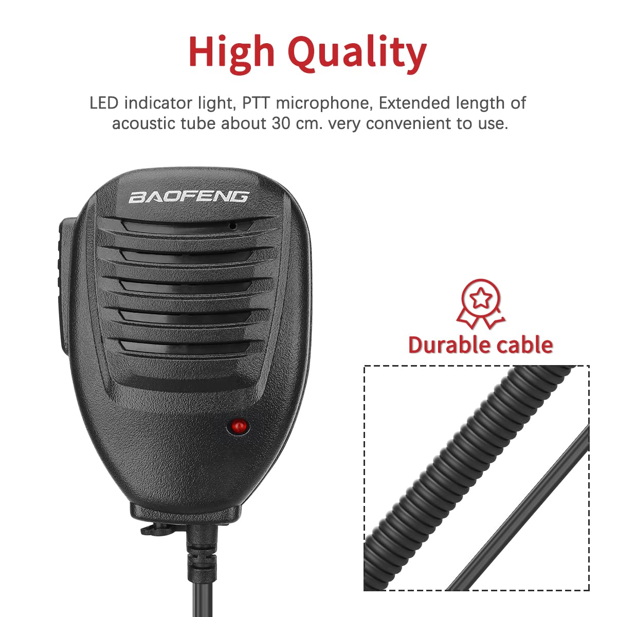 BAOFENG Microphone Accessories for Ham Radio Police Walkie Talkie Speaker Mic for UV-5R BF-F8HP5RM UV-21R K5PLUS GM-15 Pro UV-5G Plus GM-5RH TIDRADIO TD-H3 TD-H8 Quansheng UV-K5 (Black-1Pack+Headset)