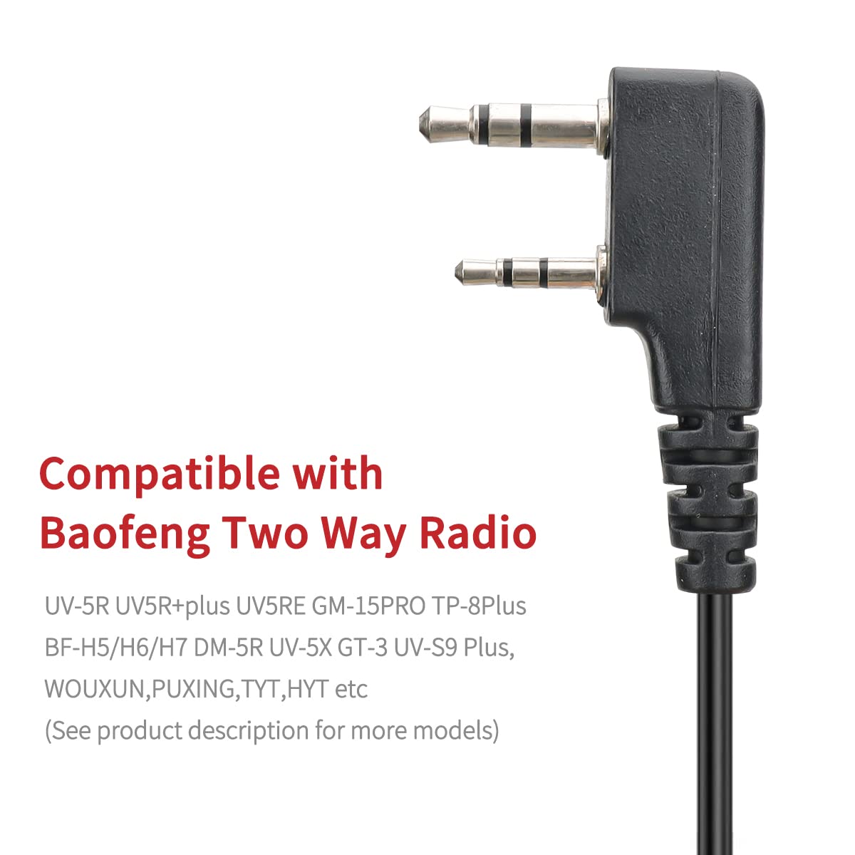 BAOFENG Microphone Accessories for Ham Radio Police Walkie Talkie Speaker Mic for UV-5R BF-F8HP5RM UV-21R K5PLUS GM-15 Pro UV-5G Plus GM-5RH TIDRADIO TD-H3 TD-H8 Quansheng UV-K5 (Black-1Pack+Headset)