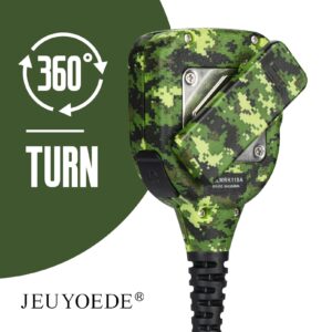 JEUYOEDE Waterproof IP56 Handheld Speaker Microphone with 3.5mm Earpiece Jack Compatible with Kenwood 2 Pin Radios (Green camouflage)