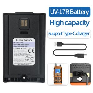 BAOFENG UV-17R Battery Li-ion 7.4V Replacement Two Way Radio Battery for UV-17 PRO V2,UV 17R Walkie Talkies