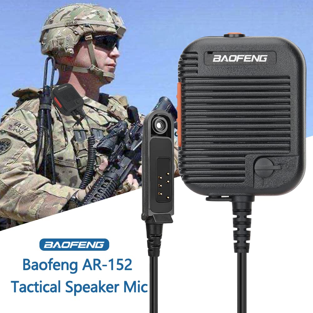 BAOFENG Ham Radio Tactical Speaker Microphone Handheld Remote Dual PTT Volume Adjustable Shoulder Mic UV-9R Plus UV-9R PRO GMRS-9R UV-9G GT-3WP BF-9700 Waterproof Two Way Radio