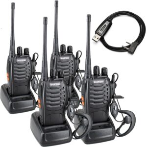 baofeng bf-888s two way radio with built in led flashlight (pack of 4) + usb programming cable (1pc)