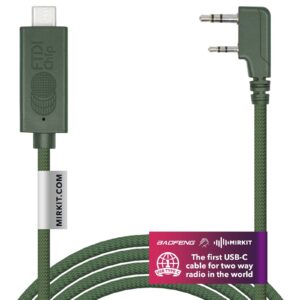 mirkit ftdi usb-c baofeng programming cable green for flashing analogue ham radio: baofeng, wouxun, kenwood, archell, retevis. compatible with windows, mac, ubuntu os