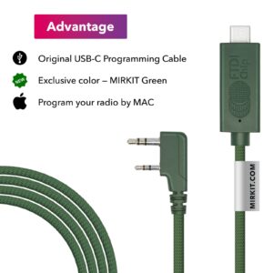 MIRKIT FTDI USB-C Baofeng Programming Cable Green for Flashing Analogue Ham Radio: Baofeng, Wouxun, Kenwood, Archell, Retevis. Compatible with Windows, Mac, Ubuntu OS