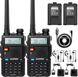 baofeng uv-5r radio, handheld ham radios long range, dual band programmable two way radios with programming cable, portable amateur ht radio(2 pack)