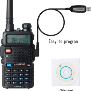 BAOFENG UV-5R Radio, Handheld Ham Radios Long Range, Dual Band Programmable Two Way Radios with Programming Cable, Portable Amateur HT Radio(2 Pack)