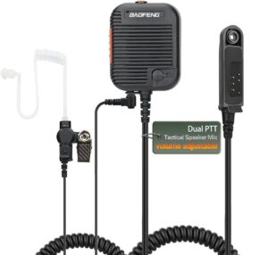 baofeng ham radio speaker mic tactical volume adjustable dual ptt mic with 3.5mm acoustic tube earpiece uv-9r plus uv-9rpro gmrs-9r uv-9g gt-3wp bf-9700 waterproof two way radio