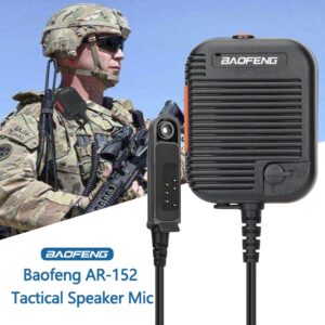 BAOFENG Ham Radio Speaker Mic Tactical Volume Adjustable Dual PTT Mic with 3.5mm Acoustic Tube Earpiece UV-9R Plus UV-9RPRO GMRS-9R UV-9G GT-3WP BF-9700 Waterproof Two Way Radio