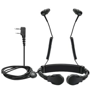 baofeng adjustable throat mic walkie talkie earpiece with finger ptt and two earplugs uv-5r bf-f8hp uv-82 ar-152 retevis rt22 rt68 rb26 bf-888s h-777 walkie-talkies