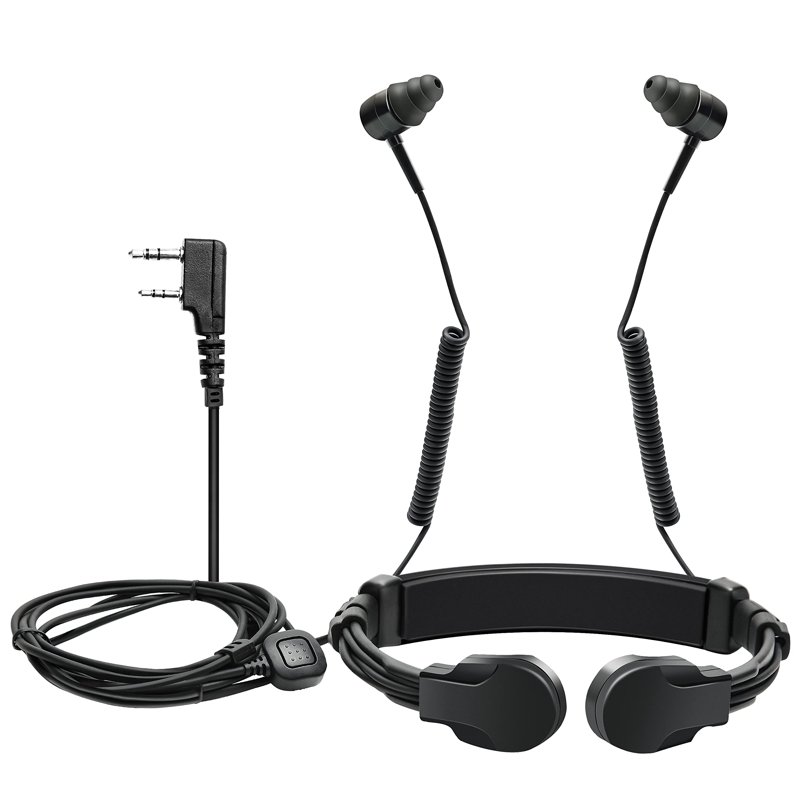 BAOFENG Adjustable Throat Mic Walkie Talkie Earpiece with Finger PTT and Two Earplugs UV-5R BF-F8HP UV-82 AR-152 Retevis RT22 RT68 RB26 BF-888S H-777 Walkie-talkies