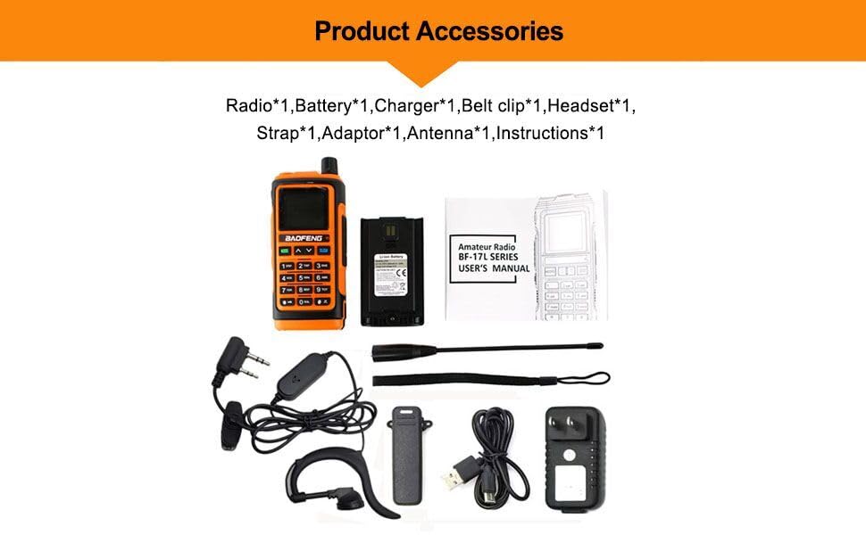 Baofeng Two Way Radio UV-17L Upgrade of UV-17R/UV17R New 5W Tri Band Handheld Radio with Type C Charging Cable and 1.77-inch Screen 999 Channels Walkie Talkies with Earpiece for Adults NO GPS