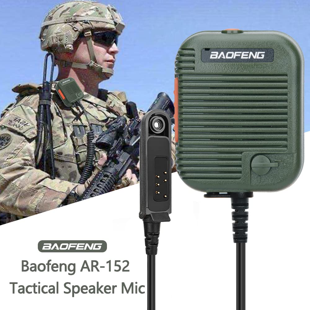 BAOFENG Tactical Speaker Microphone Handheld Remote Dual PTT Volume Adjustable Shoulder Mic UV-9R Plus UV-9RPRO GMRS-9R UV-9G GT-3WP BF-9700 Ham Waterproof Two Way Radio