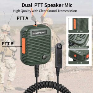 BAOFENG Tactical Speaker Microphone Handheld Remote Dual PTT Volume Adjustable Shoulder Mic UV-9R Plus UV-9RPRO GMRS-9R UV-9G GT-3WP BF-9700 Ham Waterproof Two Way Radio