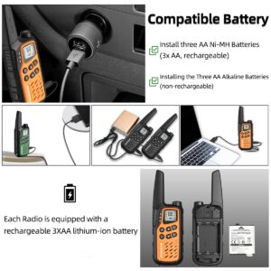 Baofeng Walkie Talkies, Long Range Walkie Talkies for Adults with 22 FRS Channels MP25 Walkie-Talkie with NOAA Weather Alerts and Type-C Charging Cable for Camping Accessories(Orange,Include Battery)