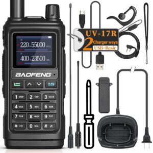 BAOFENG UV-17R Ham Radio Long Range Two Way Radio Upgrade of baofeng UV-5R Dual Band USB Charger 999 Channels Hands Free VOX Walkie Talkies for Adults with 771 Antenna Earpiec Flashlight Battery