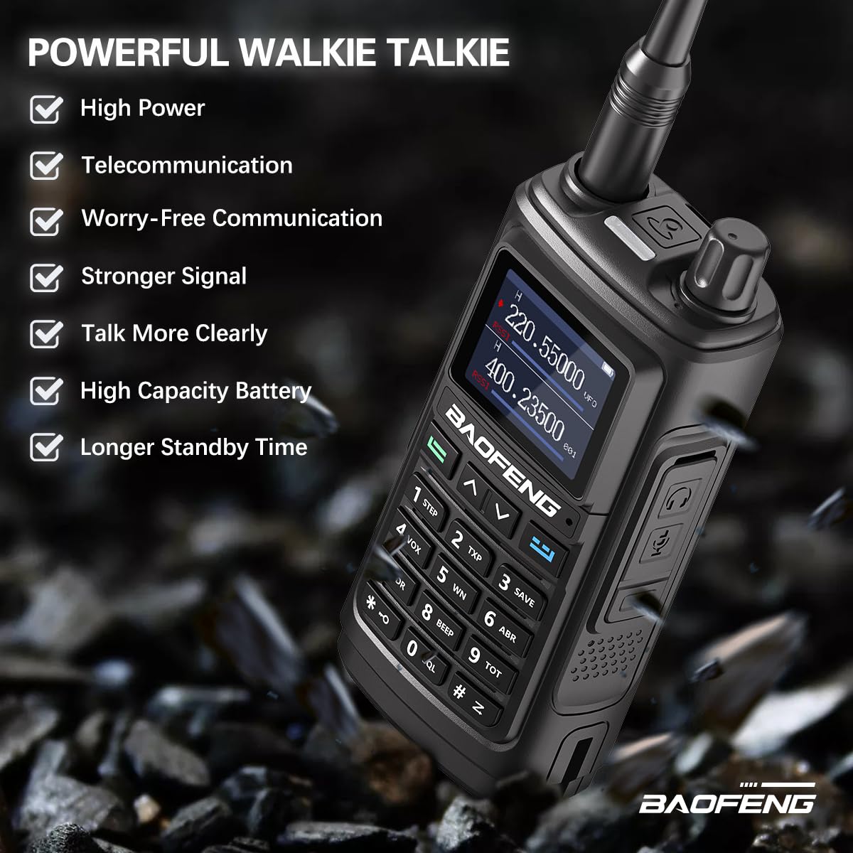 BAOFENG UV-17R Ham Radio Long Range Two Way Radio Upgrade of baofeng UV-5R Dual Band USB Charger 999 Channels Hands Free VOX Walkie Talkies for Adults with 771 Antenna Earpiec Flashlight Battery