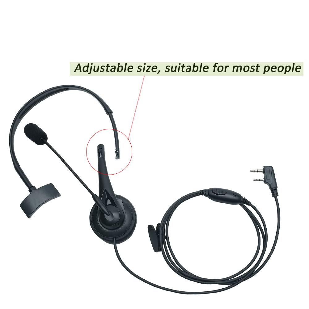 BVMAG Overhead Headset with Boom Mic for Walkie Talkie for Baofeng uv-5r bf888s Kenwood tk3300 H-777S RT19 RT22S pxton Wouxun Two Way Radio