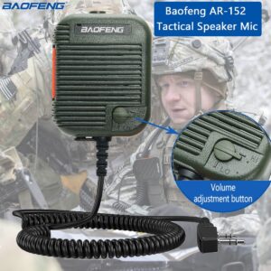 Baofeng Military Grade Volume Adjustable Speaker Mic with 3.5mm Receiver/Listen Only Surveillance Acoustic Tube Earpiece for Baofeng AR-152 UV-5R Motorola TYT Radio Accessories