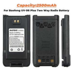 Vineyuan 7.4V 2500mAh Li-ion Replacement Battery for Baofeng UV-9R Plus Two Way Radio Battery