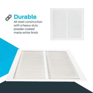 EZ-FLO 16 x 16 Inch (Duct Opening) White Return Air Vent Cover for Wall or Ceiling, 17-3/4 Inch x 17-3/4 Inch (Overall Dimensions), Solid Steel Return Air Grille, HVAC Air Return, 61641