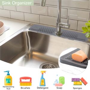 Kitchen Sink Splash Guard,Upgrade 24 Inch Silicone Material Protects Faucet Handle from Dripping Water, Tray Mat for Sponge, Hand Soup and Other Kitchen Gadgets Accessories, Easy to Clean & Install