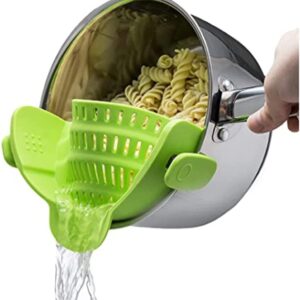 Gizmo Snap N Strain Pot & Pasta Strainer - Adjustable Silicone Clip On Strainer for Pots, Pans, & Bowls- Kitchen Gadgets, Noodle, Food, Gifts for Women, Green