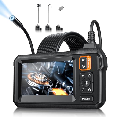 Endoscope Camera with Light - Inspection Borescope Camera with 4.3" IPS Screen, 1920P HD Snake Camera with 8 LED Lights, 16.4FT Semi-Rigid Cord Bore Scope, IP67 Waterproof Endoscope for Sewer(Orange)