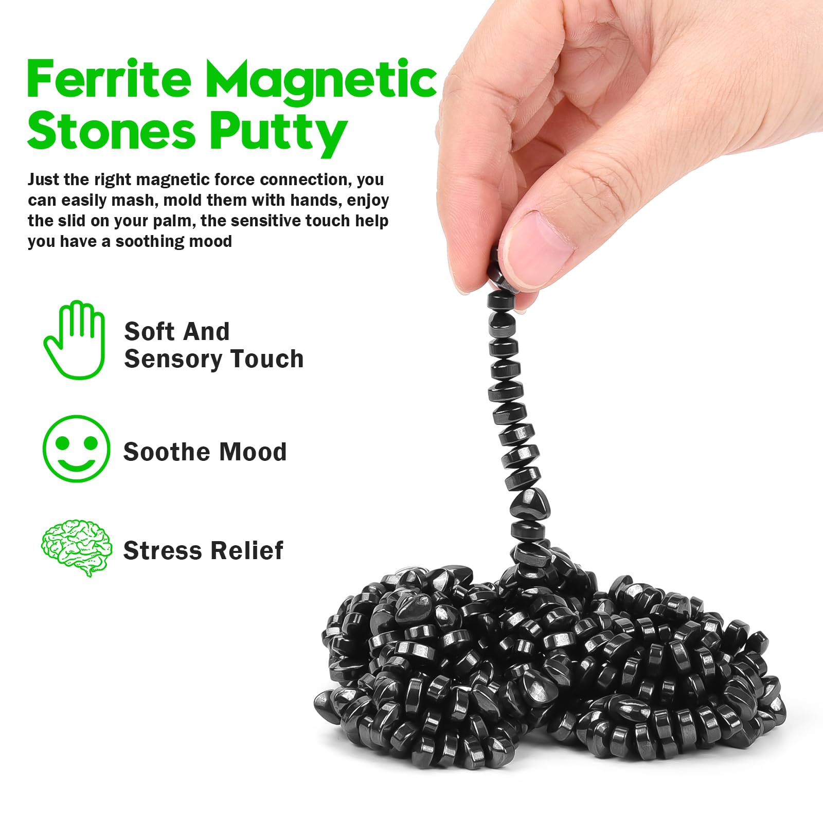 Magnetic Balls, Adult Fidget Toys, Crags Ferrite Putty Stones, Magnetic Fidget Toy, Mini Magnetic Balls, Magnetic Beads Cool Desk Gadgets, Metal Putty Fidget Magnets Gift for Adults (Black, 1000 PCS)