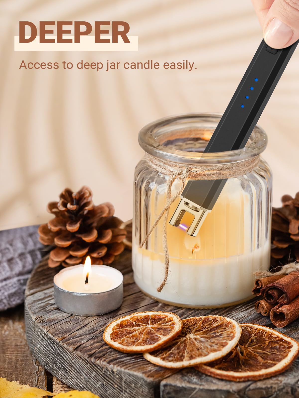 Candle Lighter Valentines Day Gifts for Her Him Wife Girlfriend Rechargeable Electric Long Lighters for Kitchen Home Camping Gift for Women Men Adults