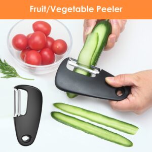 Pisol Kitchen Unique Gadgets Set 6 Pieces, Space Saving, Cheese Grater, Bottle Opener, Fruit Vegetable Peeler, Pizza Cutter, Garlic Ginger Grinder, Herb Stripper Gift Set