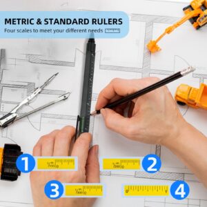 Multitool Pen Cool Gadgets Tools, Gifts for Men Dad Him Birthday Father's Day, Tactical Pen with Stylus, Level, Rulers, Screwdrivers, Boyfriend Husband Carpenter Gift Accessories(Black)