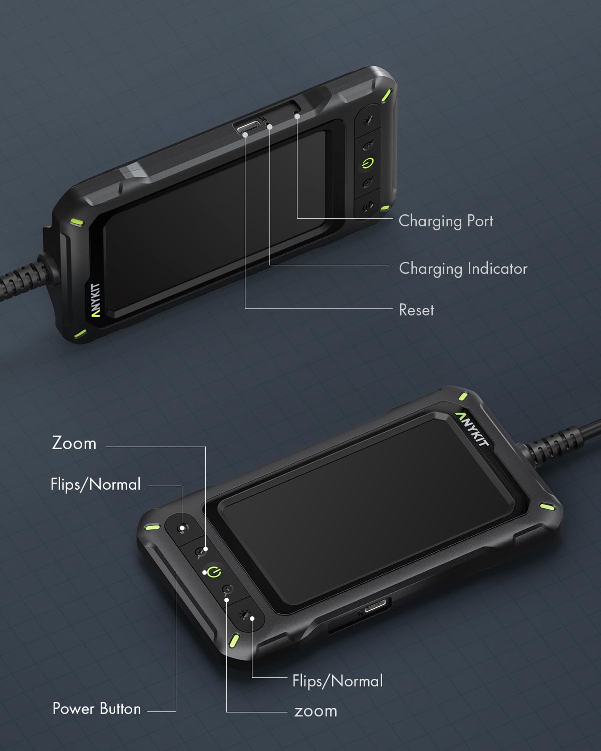 Borescope Inspection Camera with Light, Industrial Endoscope Camera with 4.3” HD Screen, Waterproof Digital Snake Camera, 16.4FT Semi-Rigid Cable Bore Scope for Home Pipe, Engine, Inside Wall, Duct